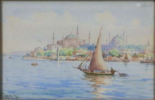 Unbekannter Künstler, Istanbul, Aquarell auf Papier, anfang ...