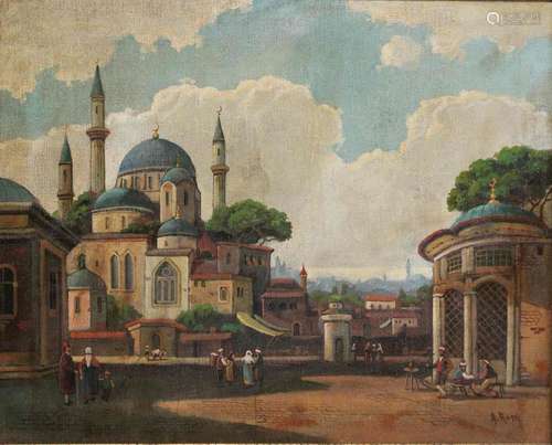 A. Rossi, Platz vor Sultan-Ahmed-Moschee, Öl auf Leinwand, u...