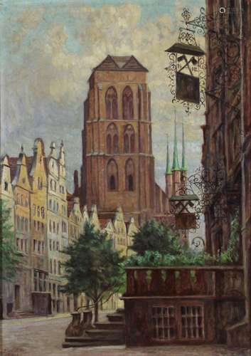 P. Glatzel, Marienkirche in Danzig, Öl auf Sperrholz