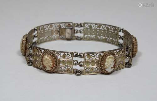 Viktorianisches Kamee-Armband, 900er Silber