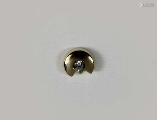 Ohrstecker mit Brillant, 585 Gold, 0,05 ct, W-SI, G. 0,8 gr.