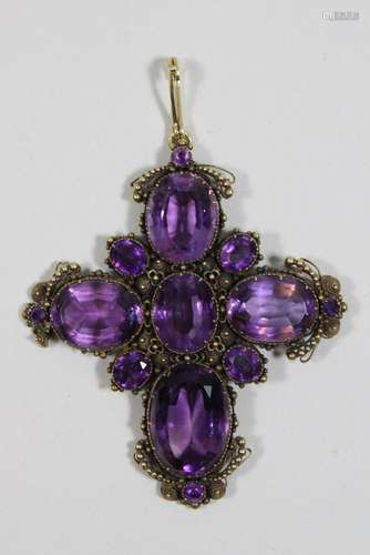 Amethyst Kreuz Anhänger, Trachtschmuck, Süddeutschland