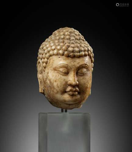 A MARBLE HEAD OF BUDDHA, TANG DYNASTY
