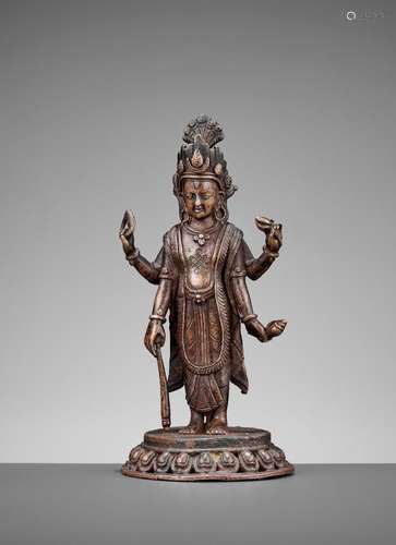 A BRONZE FIGURE OF VISHNU, 17TH-18TH CENTURY