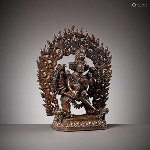 A LARGE BRONZE FIGURE OF VAJRABHAIRAVA, GELUG SCHOOL