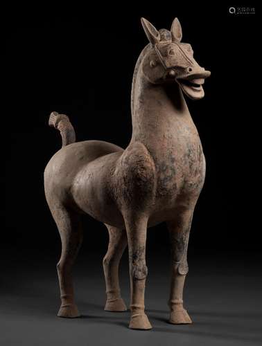 A MONUMENTAL SICHUAN POTTERY FIGURE OF A HORSE, HAN DYNASTY