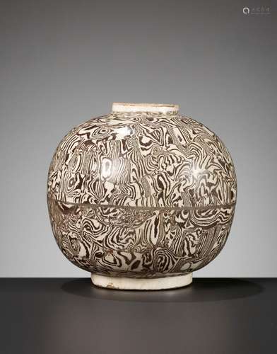 A RARE MARBLED ‘JIAO TAI’ GLOBULAR JAR, NORTHERN SONG DYNAST...