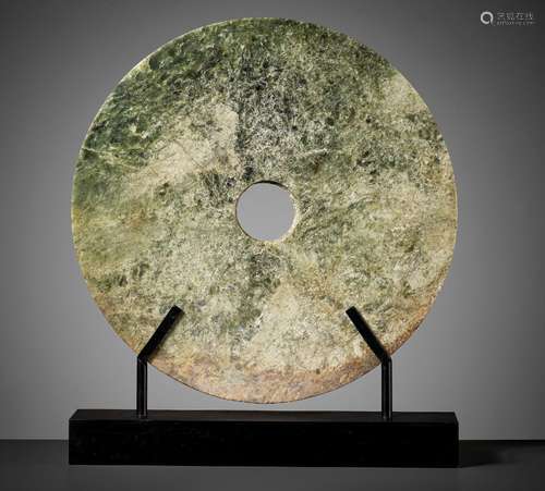 A RARE AND LARGE JADE DISK, BI, LIANGZHU CULTURE