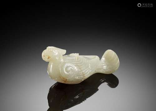 A CELADON JADE ‘TURTLEDOVE’ FINIAL, JIU, HAN DYNASTY