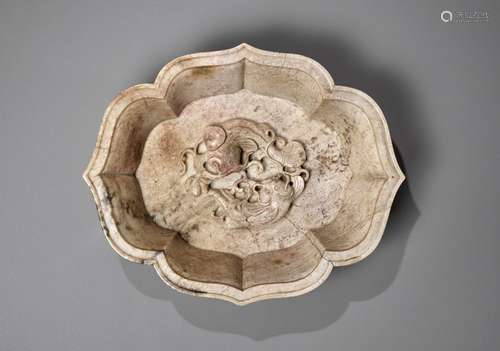 A CHICKEN BONE JADE ‘DOUBLE FISH’ MARRIAGE BOWL, 17TH-18TH C...