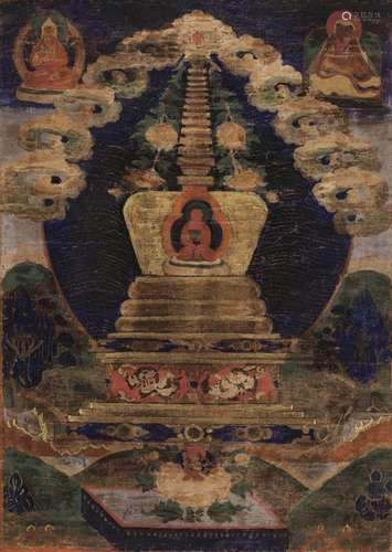 A THANGKA OF A STUPA, TIBET, 18TH-19TH CENTURY