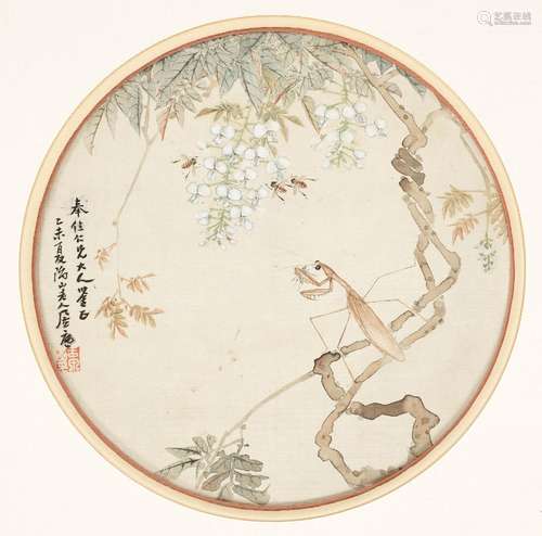 ‘PRAYING MANTIS’, BY JU LIAN (1828-1904), DATED 1895