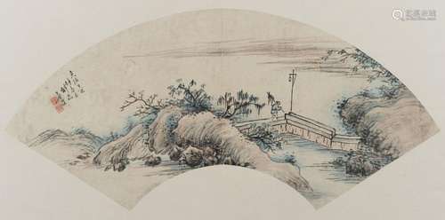 A MAN TRAVERSING A BRIDGE BY MAN AN, GUANGXU PERIOD