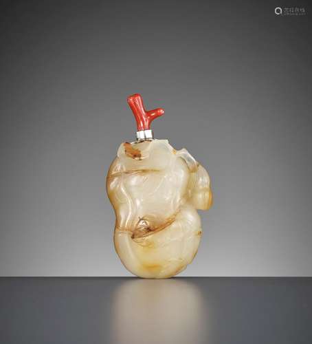 AN AGATE ‘DOUBLE GOURD’ SNUFF BOTTLE, 18TH - 19TH CENTURY