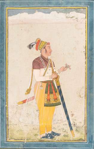 AN INDIAN MINIATURE PAINTING OF A PRINCE