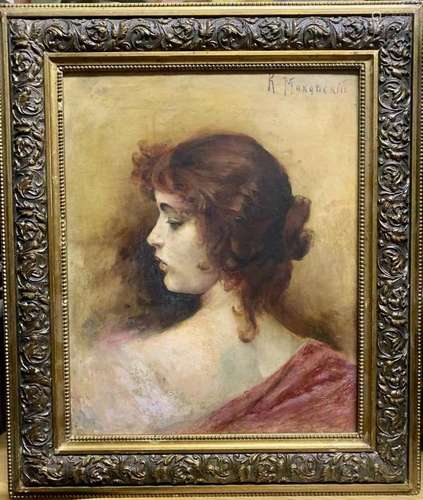 MAKOVSKY KONSTANTIN 1839-1915 OIL ON BOARD LADY PORTRAIT