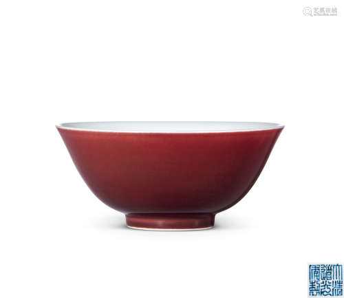 清道光 霁红釉碗
