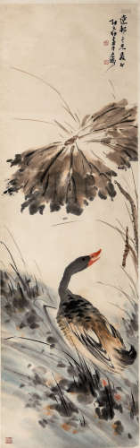 张大壮（1903—1980） 荷塘清趣 立轴 纸本设色