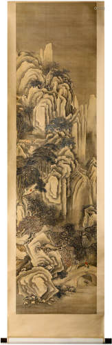 （清）钱维城（1720—1772） 深林雪霁图（附出版物复印件） 立轴 绢本设...