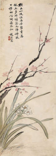 冯超然（1882—1954） 双清图  纸本设色 立轴