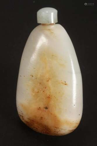 Chinese White and Russet Jade Pebble Snuff Bottle,