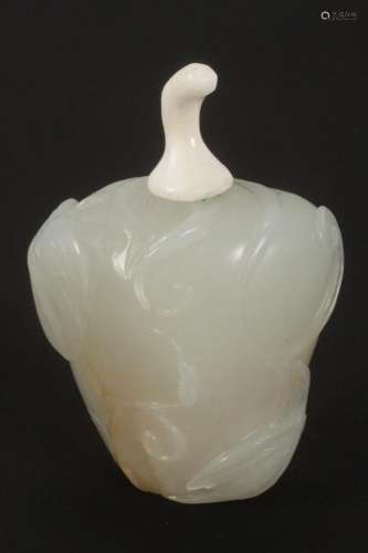 Good Chinese White Jade Snuff Bottle and Stopper,