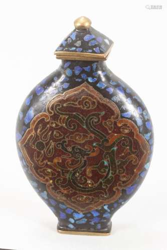 Fine Chinese Cloisonne and Inlaid Stone Snuff