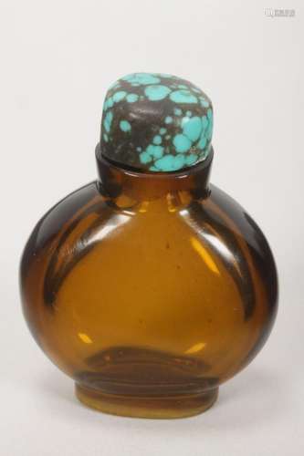 Chinese Deep Amber Glass Snuff Bottle and