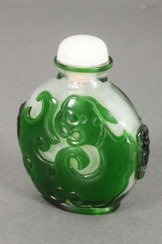 Chinese Overlay Glass Snuff Bottle and Stopper,