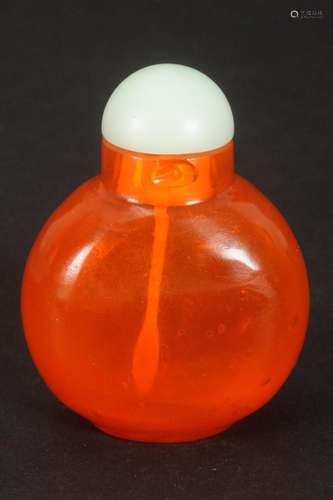 Chinese Qing Dynasty Orange Glass Snuff Bottle and