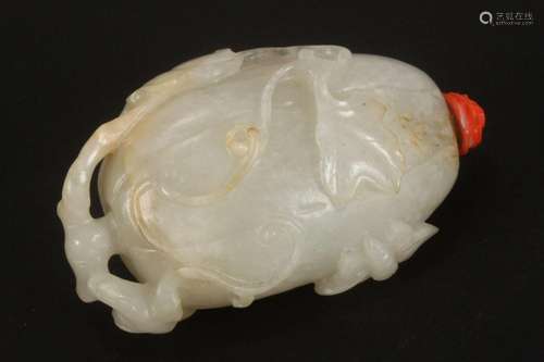 Good Chinese White Jade Snuff Bottle and Stopper,