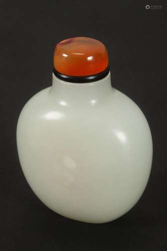 Chinese White Jade Snuff Bottle and Stopper,