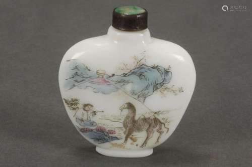 Chinese Painted Milk Glass Snuff Bottle and