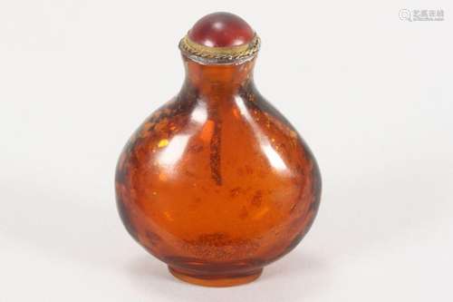 Chinese Qing Dynasty Amber and Gold Fleck Glass