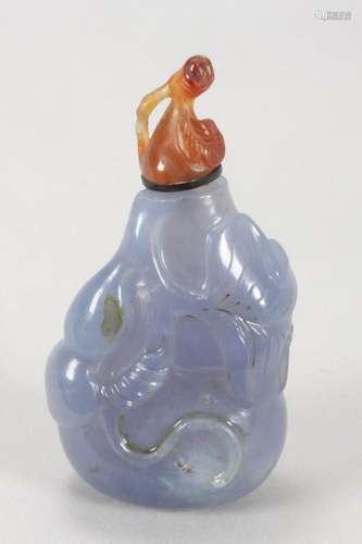 Chinese Carved Stone Snuff Bottle and Stopper,