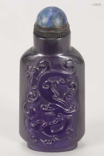 Chinese Purple Glass Snuff Bottle and Stopper,