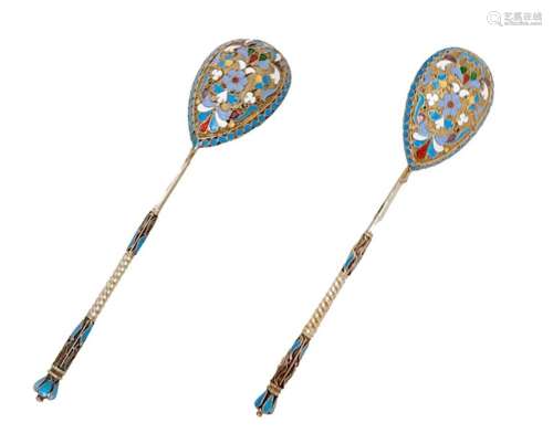 Pair of Enamel Spoons
