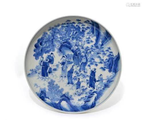 A Large Blue and White Porcelain Plate