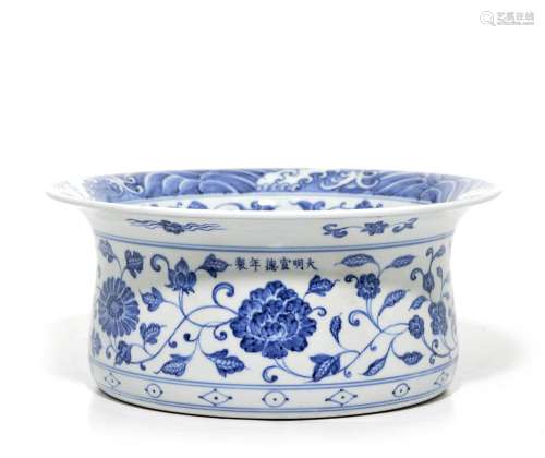 A Fine Chinese Blue and White `Lotus` Basin