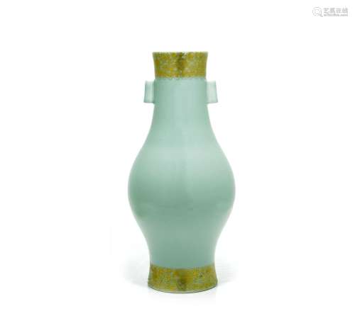 A Rare and Large Chinese Gilded Celadon Vase