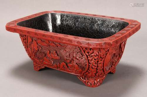 Chinese Red Lacquered Jardiniere,