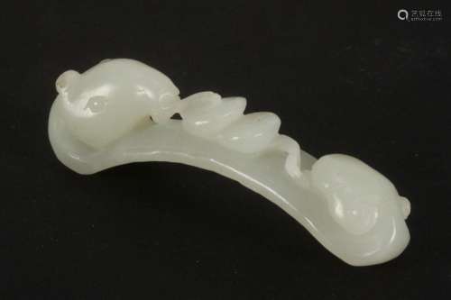 Chinese Carved White Jade Belt Hook,