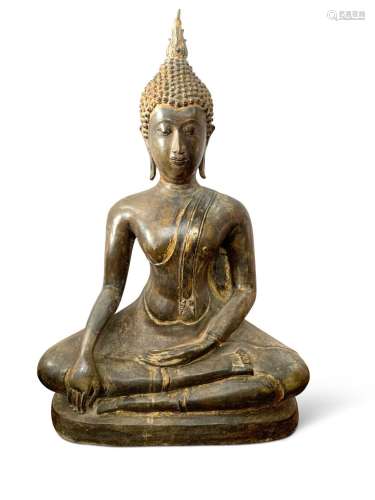 Large Thai Bronze Seated Buddha,