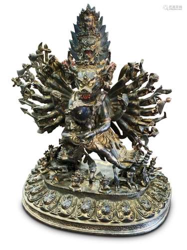 Large Sino-Tibetan Bronze Figure Group,