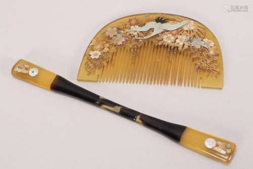 Japanese Inlaid Hair Comb,