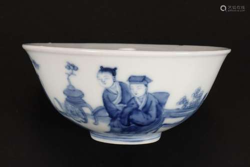 Chinese Qing Dynasty Blue & White Porcelain Bowl,