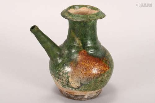 Chinese Yuan Dynasty Green Glaze Kendi,