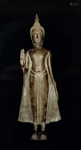 Large Thai Bronze Standing Buddha,