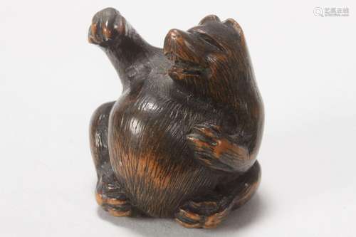 Japanese Meiji Period Carved Wooden Netsuke,