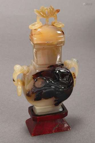 Chinese Carved Agate Vase and Cover,